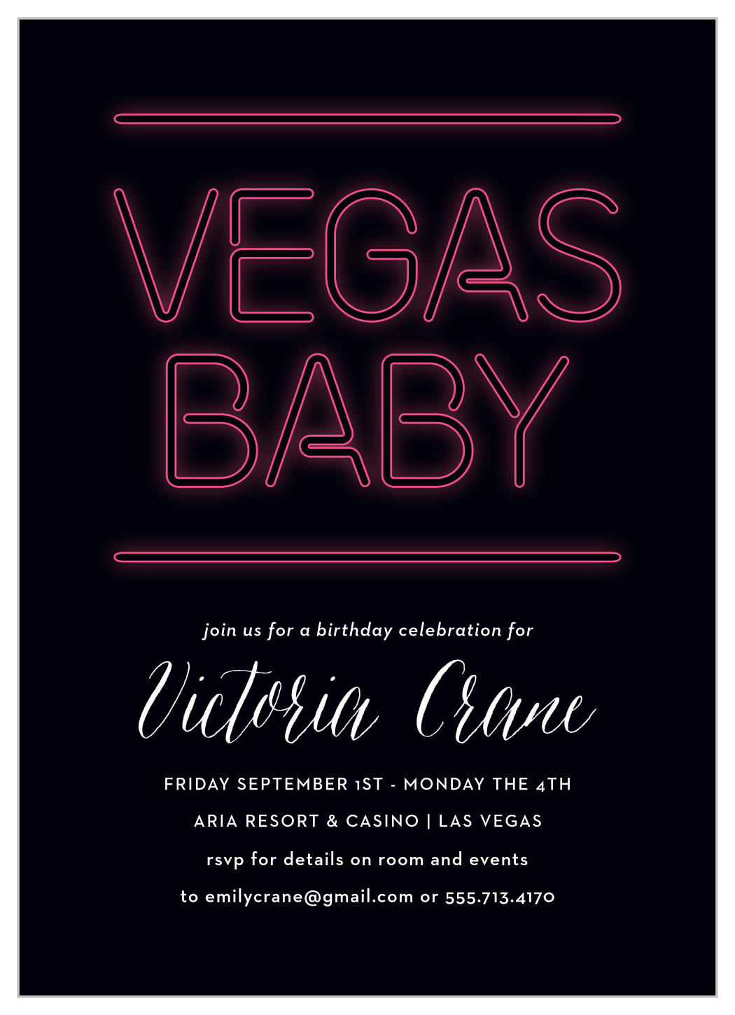 Vegas Baby Adult Birthday Invitations
