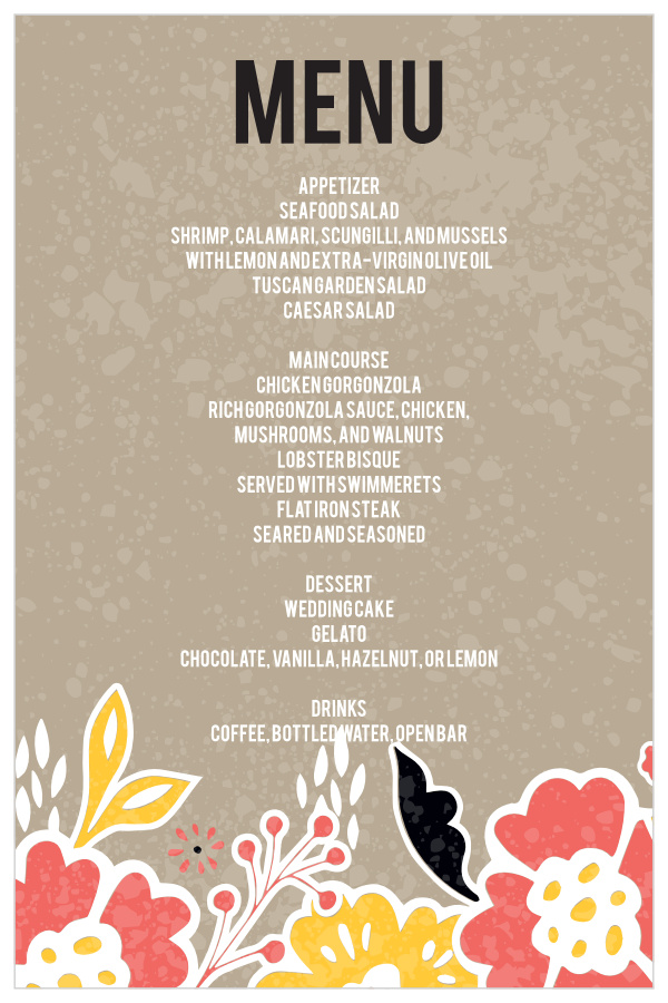 Impress your guests with this trending wedding menu.
