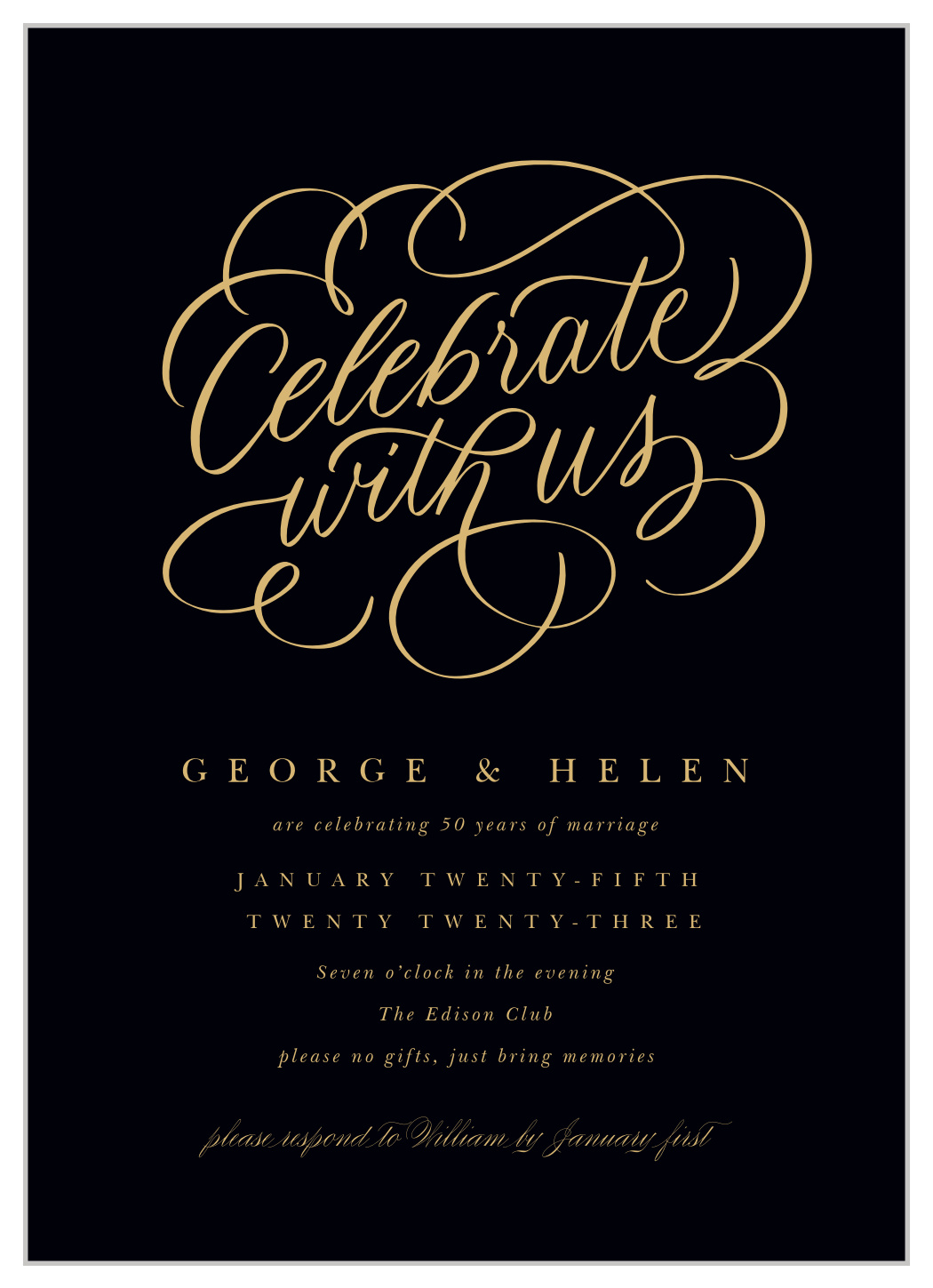 Gilded Celebration Anniversary Invitations by Basic Invite