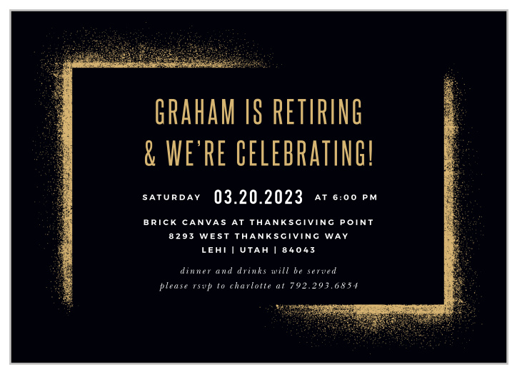 Celebrate your retirement with all your friends and family with our Scattered Frame Retirement Invitation.