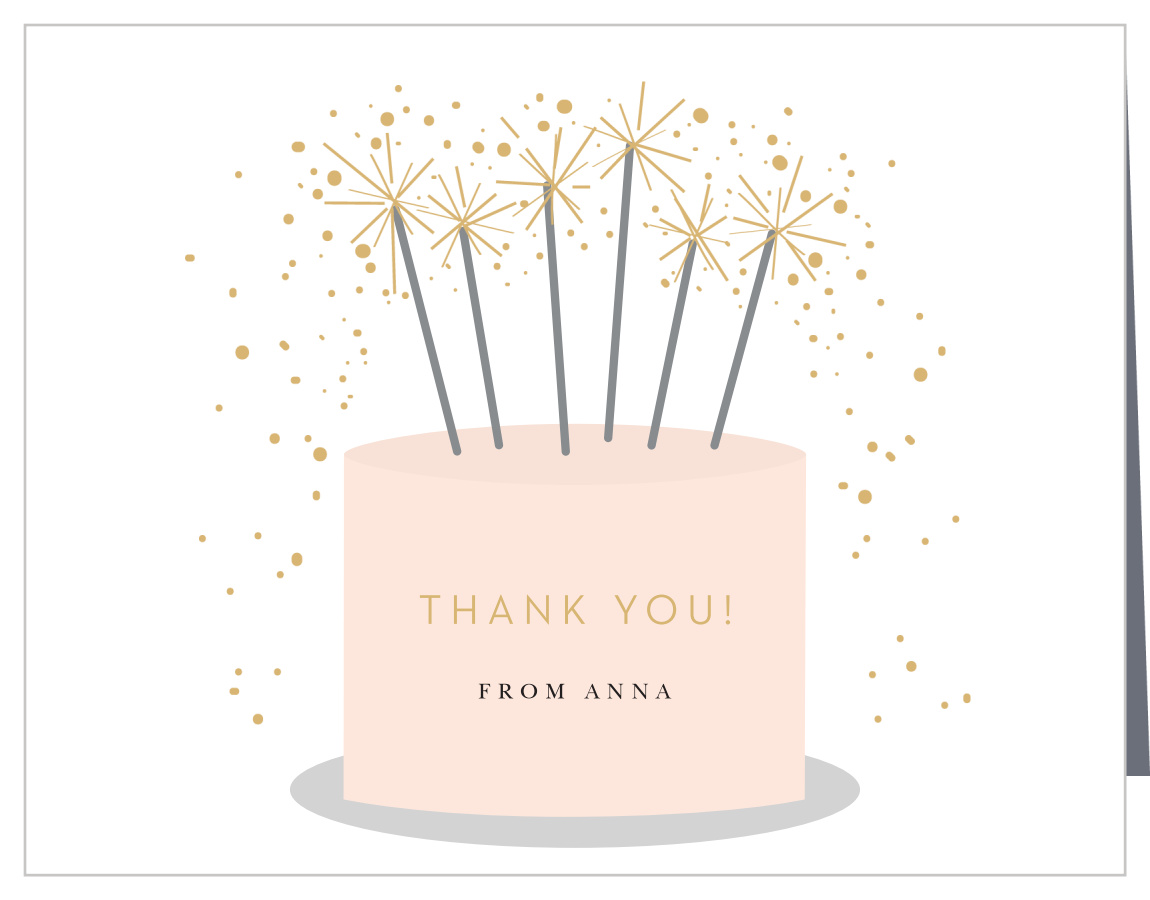 Sparkling Cake Milestone Birthday Thank You Cards