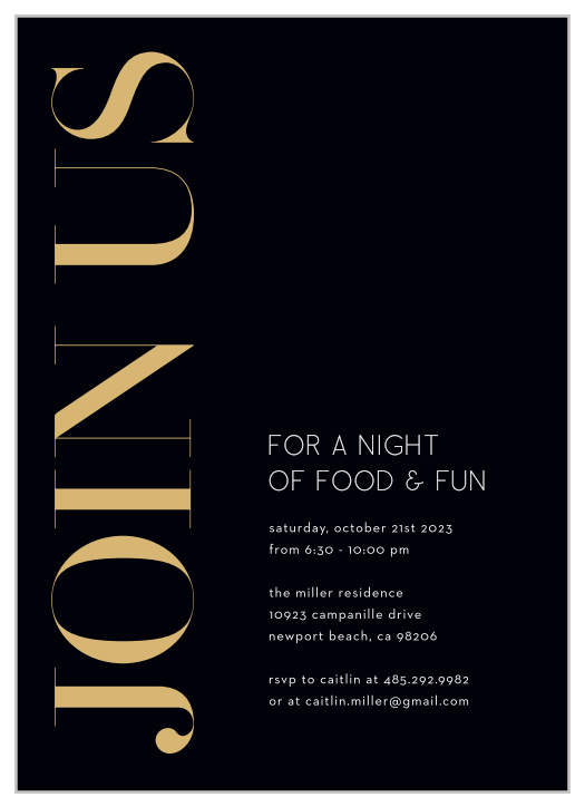 Get everyone ready for an event full of taste and class with our Join Us Party Invitations.