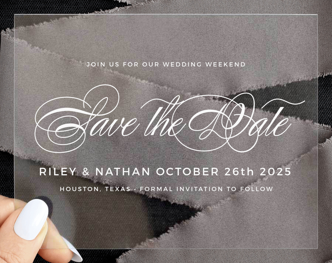 Monogram Simplicity Clear Save the Date Cards