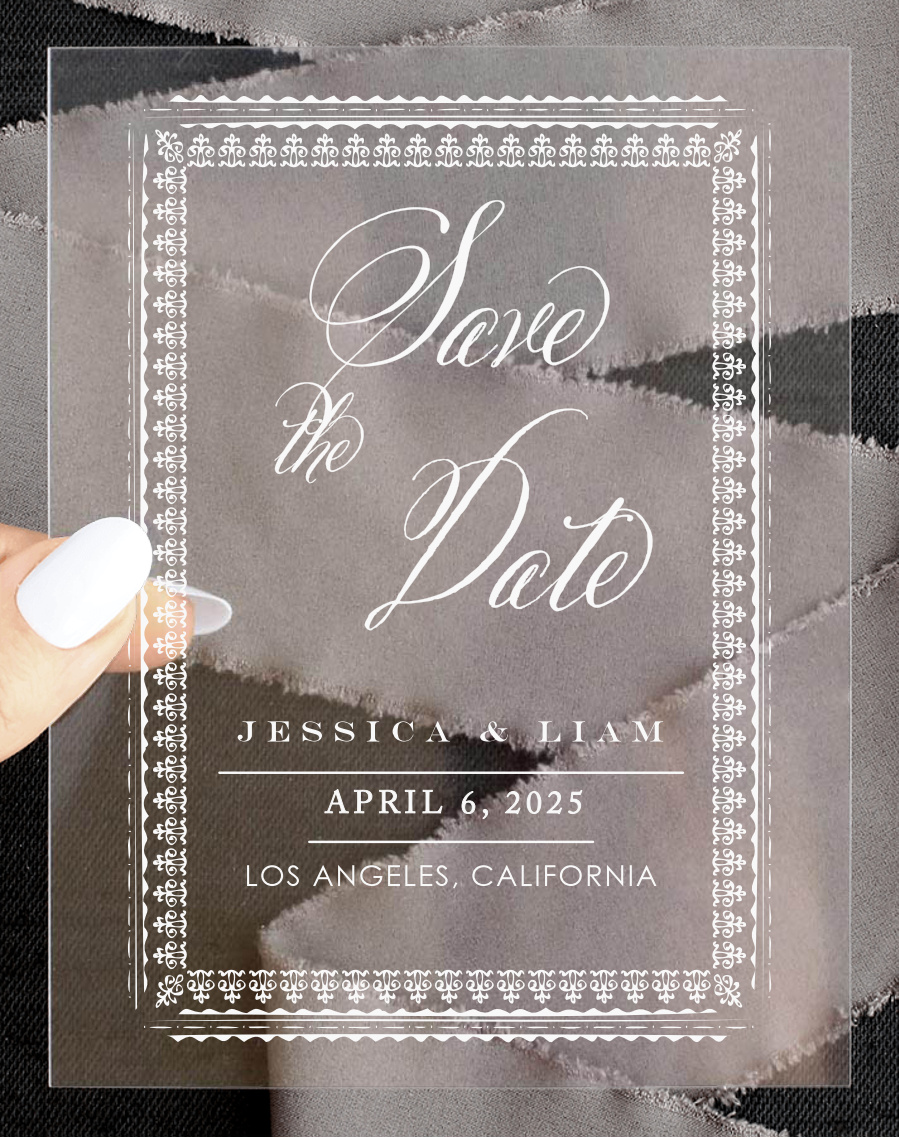 Elegant Frame Clear Save the Date Cards