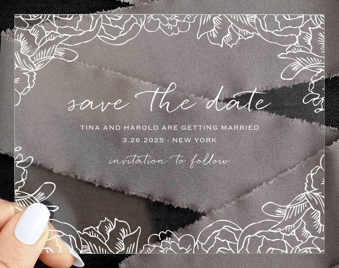 Elegant Blooms Clear Save the Date Cards