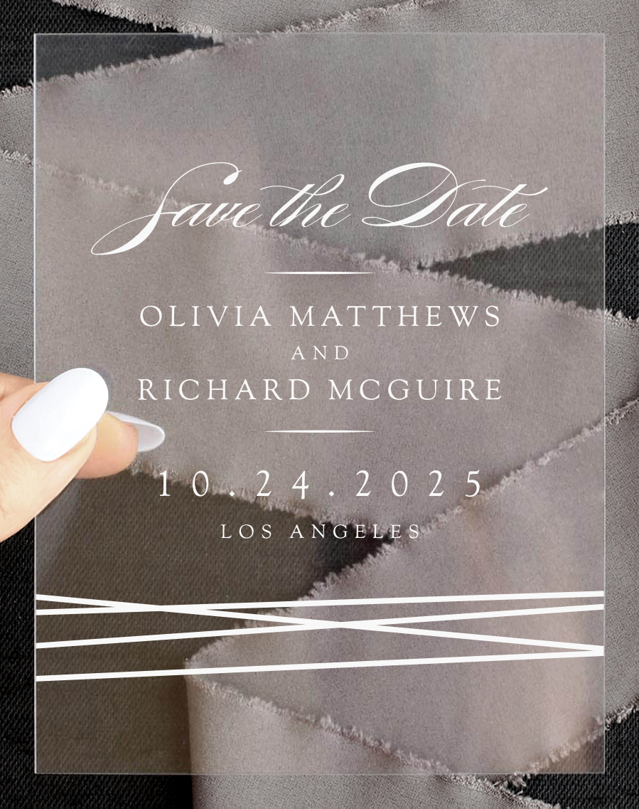 Formal Lines Clear Save the Date Cards