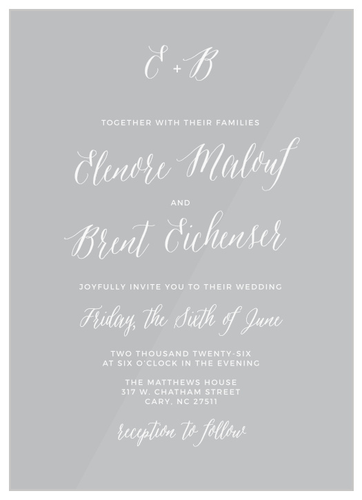 The Rustic Script Clear Wedding Invitations are an elegant way to invite friends and family to your special day.