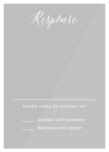 Customize the Rustic Script Clear Response Cards to meet your wedding stationery needs. 