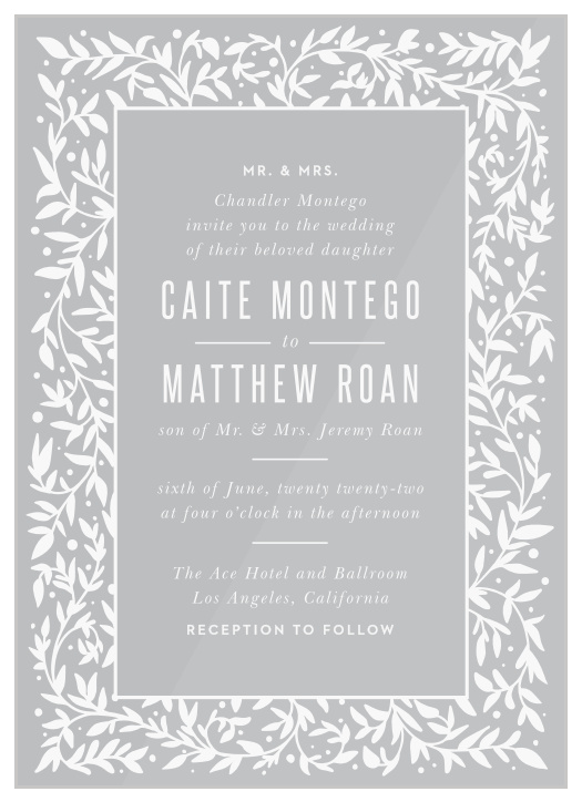 Gather your close friends and family together to attend your special day with our Medieval Library Clear Wedding Invitations.