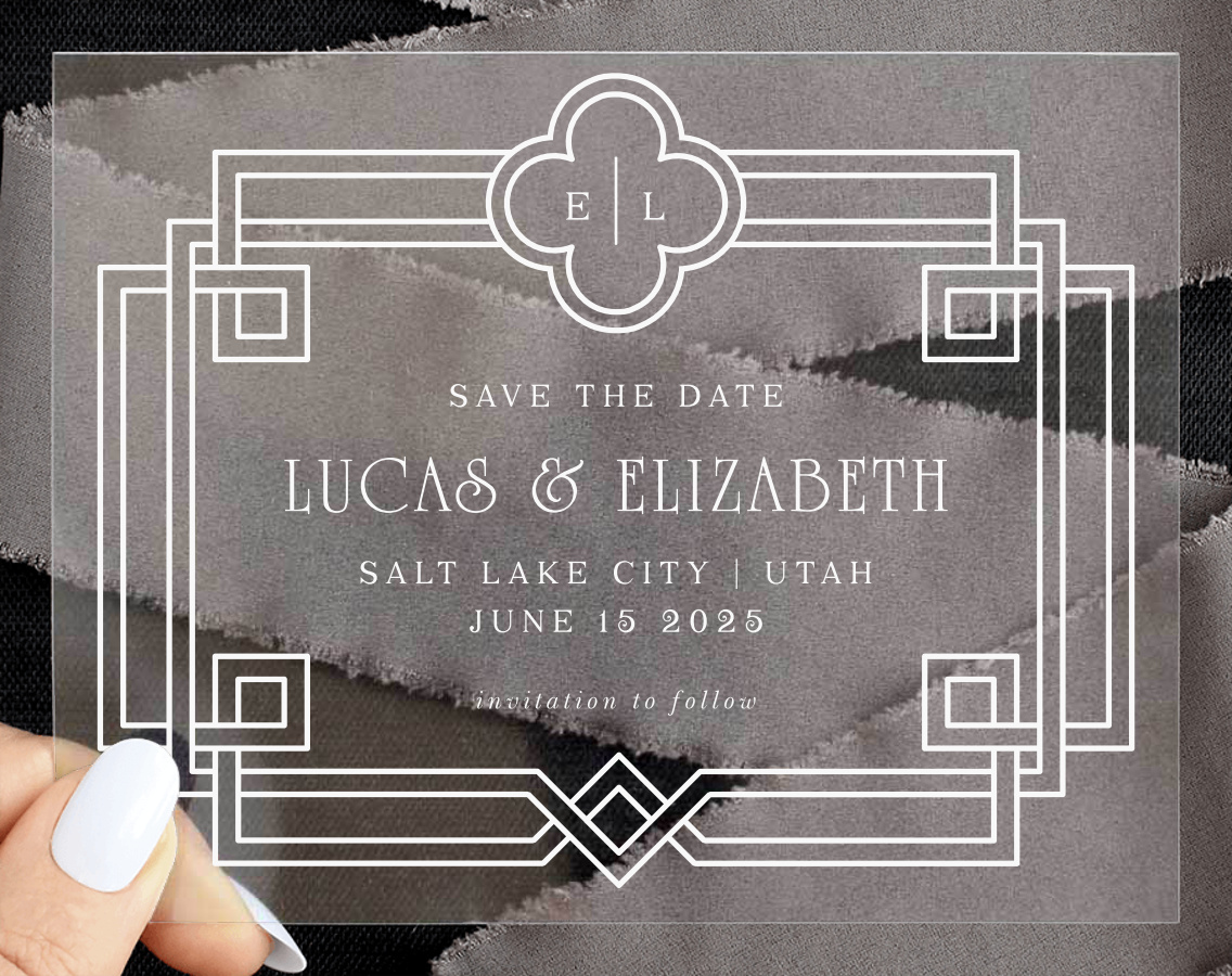Irish Deco Clear Save the Date Cards