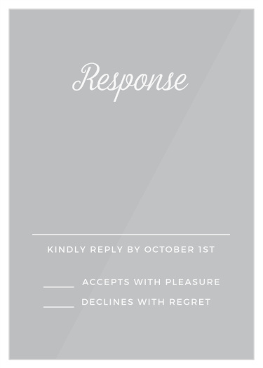 Our Script Emblem Clear Response Cards are the perfect way to gather a complete headcount of guests for your big day!