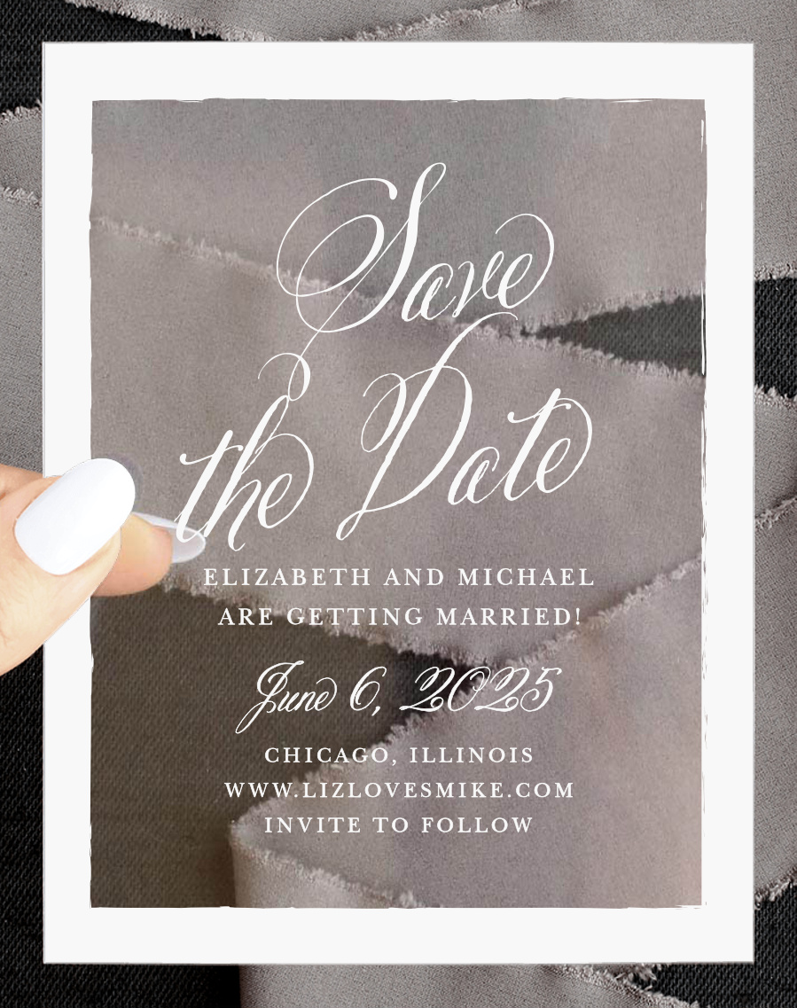 Calligraphy Script Clear Save the Date Cards