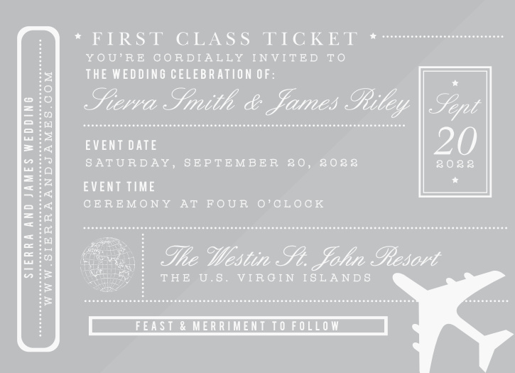 Give your close friends and family the ticket to attend your special day with our Bon Voyage Clear Wedding Invitations.