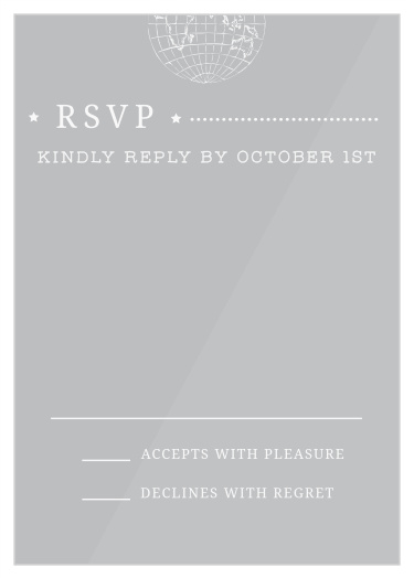 Gather a headcount of how many of your close friends and family plan on being at your wedding with our Bon Voyage Clear Response Cards.