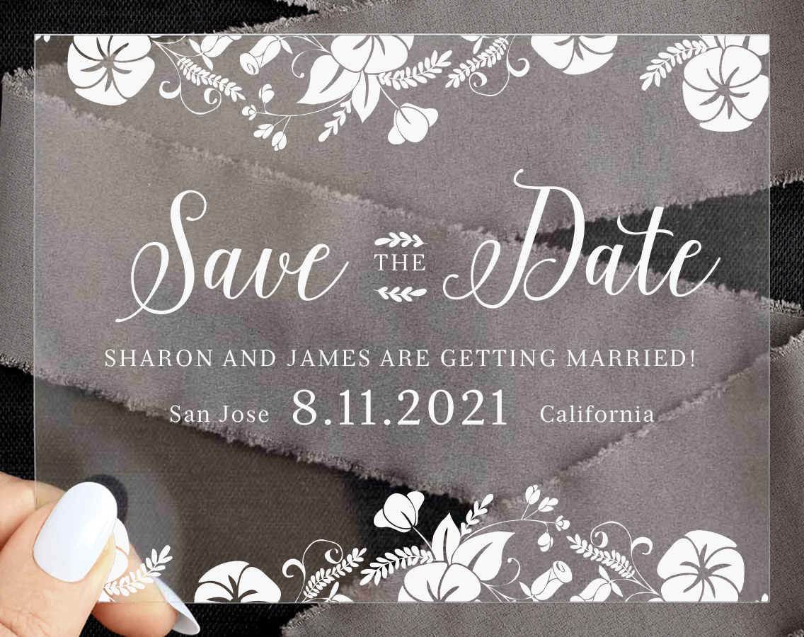 Vintage Blossom Clear Save the Date Cards
