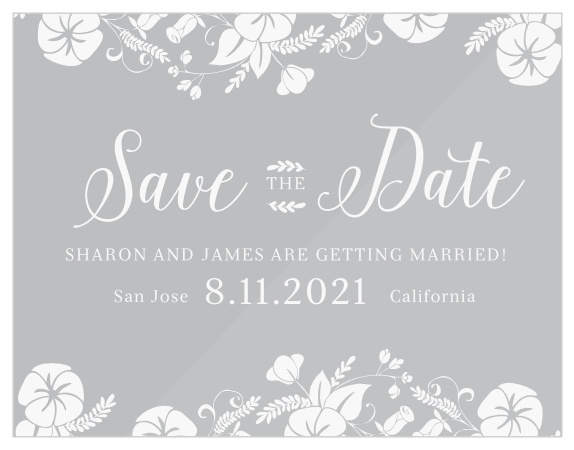 Ensure that your friends and family know when your wedding will be using the Vintage Blossom Clear Save-the-Date Cards.
