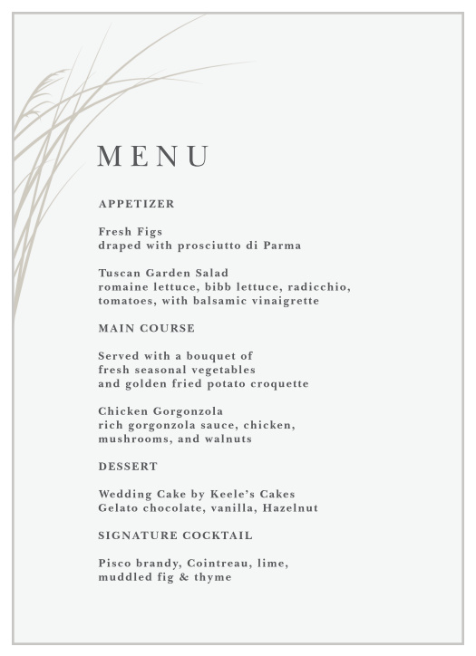 Our Sweet Carolina Wedding Menu is the perfect way to outline the courses at your wedding dinner!