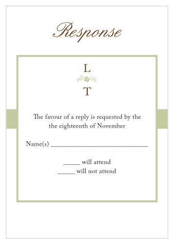Obtain your guests attendance by sending out this RSVP card. Customize the colors and fonts to match you wedding theme exactly!