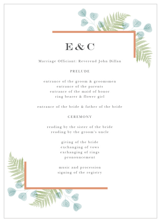 Don't miss a thing with our Angled Foliage Wedding Programs! 