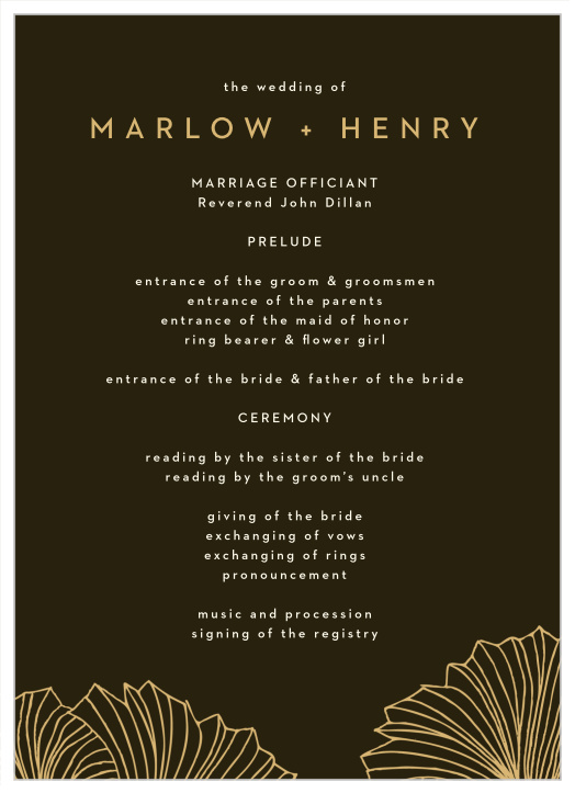 Keep all of your guests from guessing when you provide our stylish Ginkgo Leaves Wedding Programs! 