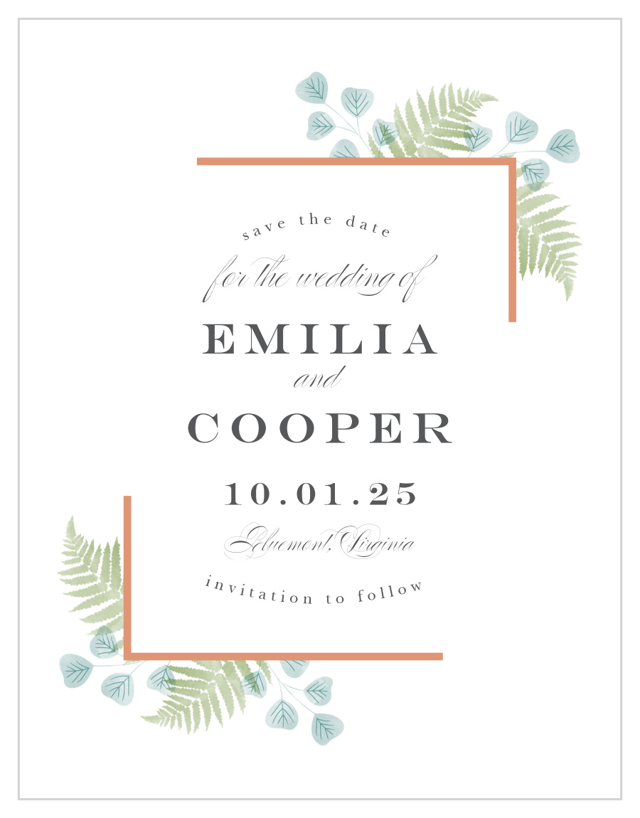 Angled Foliage Save the Date Cards