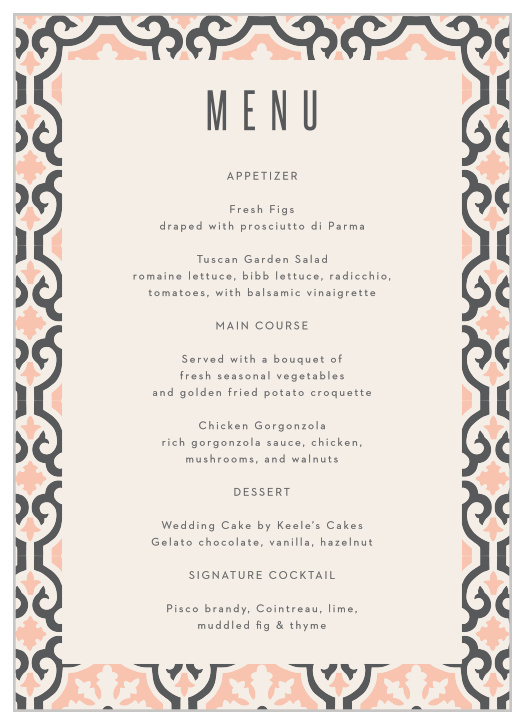 Announce your wedding in style with our Moroccan Wedding Medley Menus.