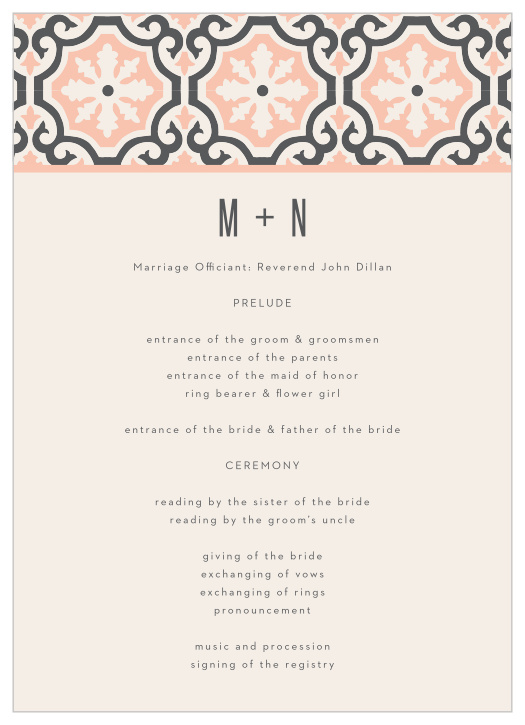 Announce your wedding in style with our Moroccan Medley Wedding Programs.