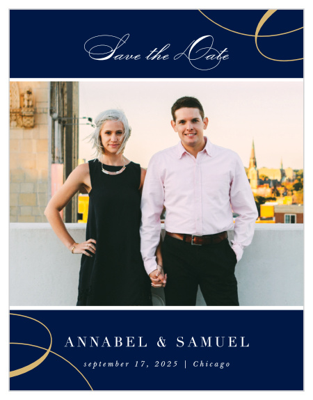 Announce your big day with our stunning Twirling Ribbons Save-the-Date Magnets!