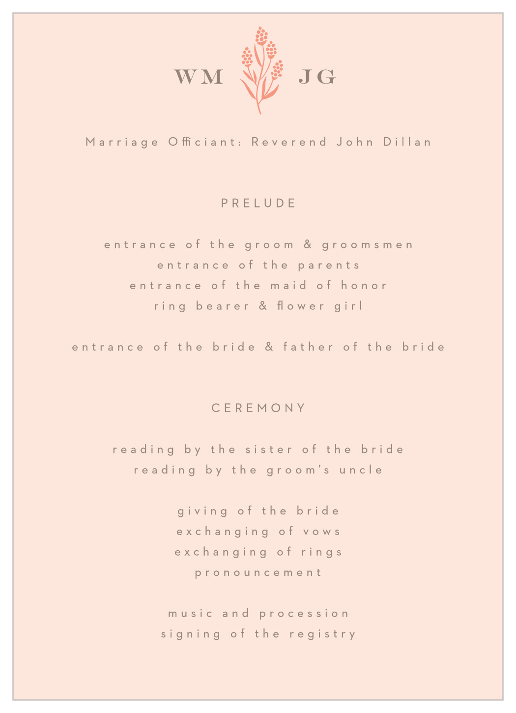 Gilded Hyacinth Wedding Programs