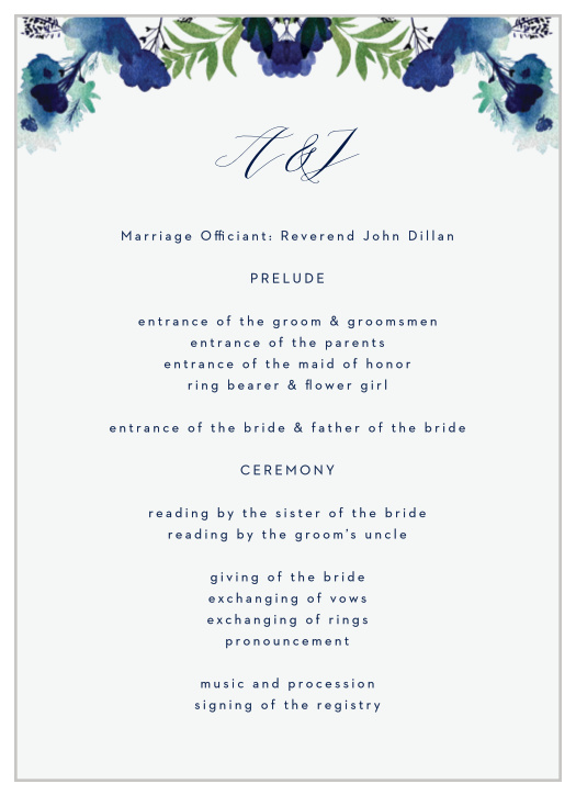 Dress up your wedding with beautiful fashion with our Garden Florals Wedding Programs.