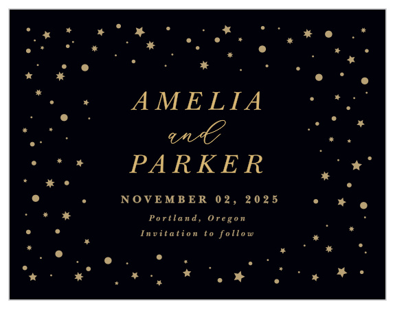 Announce your engagement and wedding date to family and friends with our Shining Bright Save the Date Magnets.