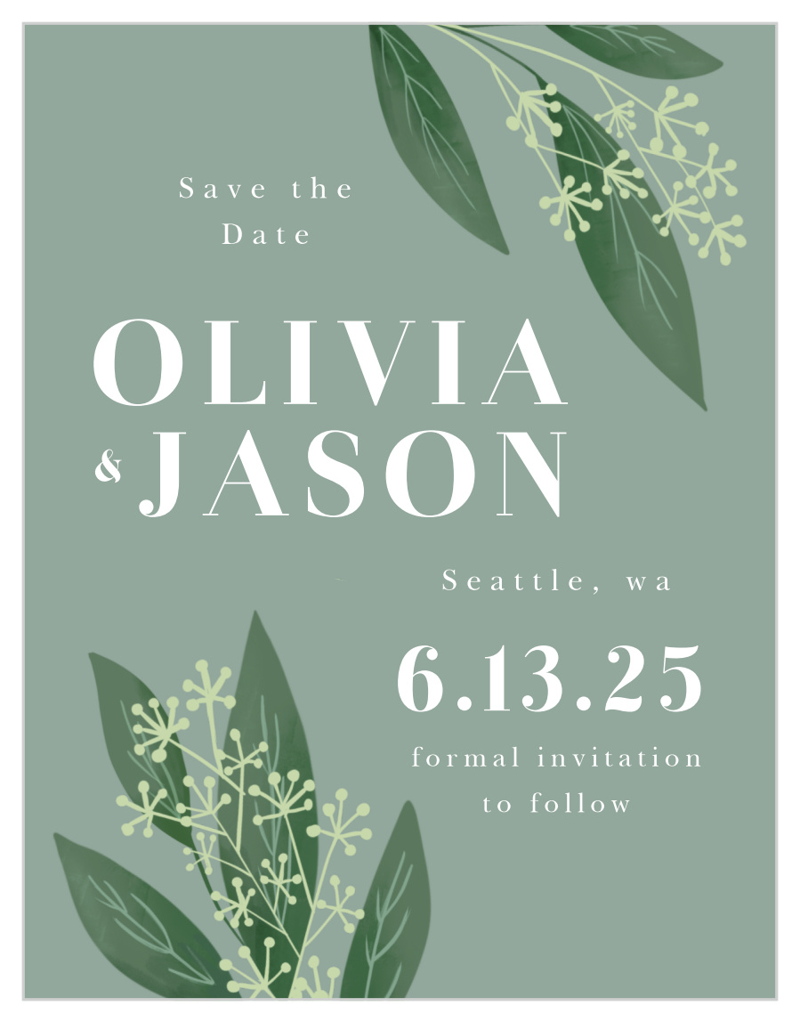 Simple Greenery Save the Date Cards