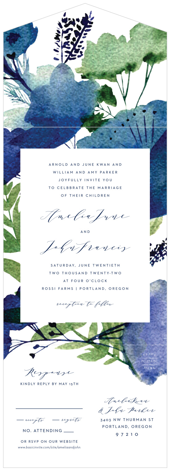 Announce your wedding in beautiful fashion with our Garden Florals Seal and Send Wedding Invitations.