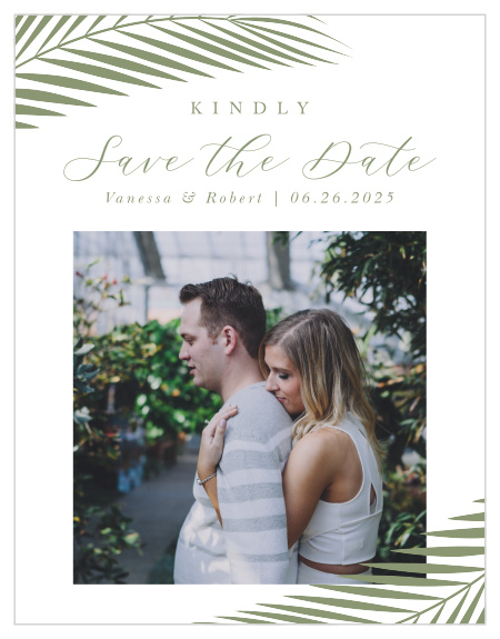 Announce your wedding in style with our Palm Love Save the Date Cards.