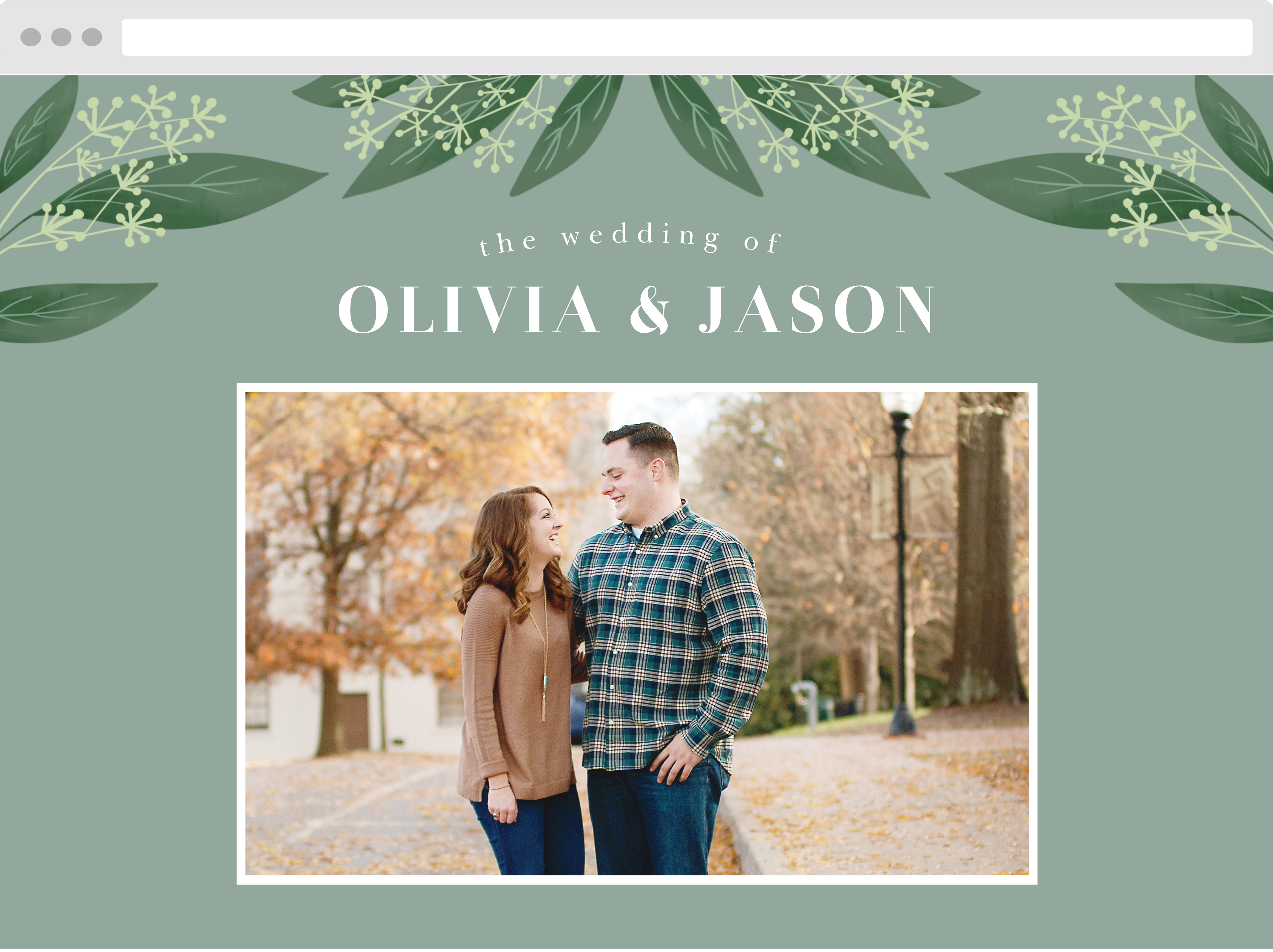 Simple Greenery Wedding Website