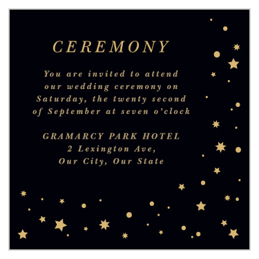 Gather friends and family to attend your wedding with our Shining Bright Ceremony Cards.