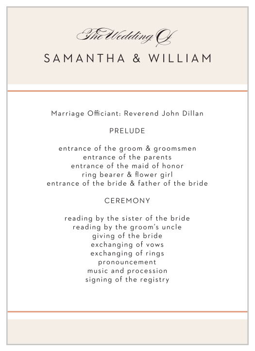 Dress your wedding in straightforward elegance with our Napoli Mod Wedding Programs.