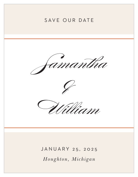 Announce your wedding in straightforward elegance with our Napoli Mod Save the Date Cards.
