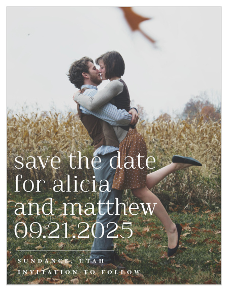 Prep everyone for your special day with our Simple Headline Save-the-Date Cards!