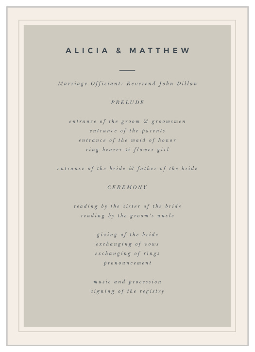 Guide your family and friends through every step of your ceremony with our Modern Inlay Wedding Programs. 