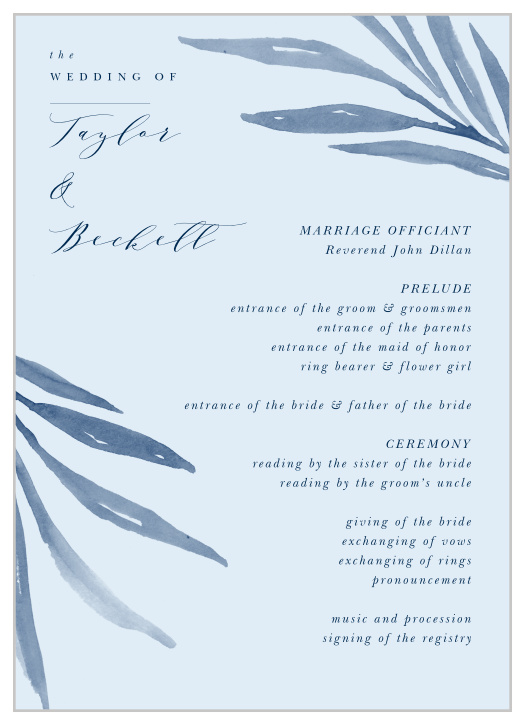 Everyone can follow along with our Serenity Leaves Wedding Programs!