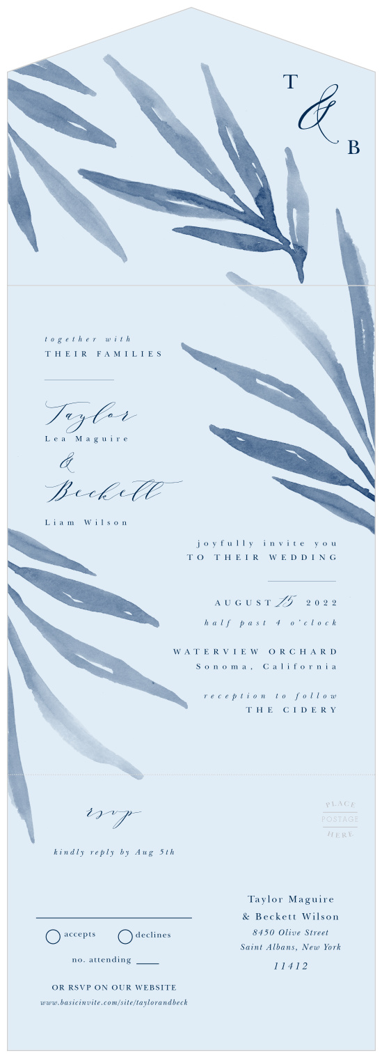 Make your wedding just a little easier with our Serenity Leaves Seal & Send Wedding Invitations.