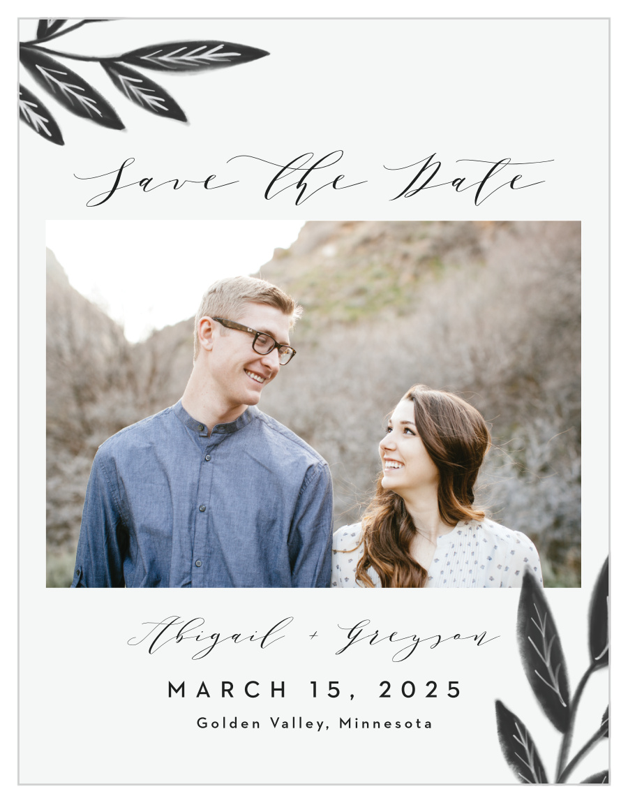 Watercolor Leaves Save the Date Cards