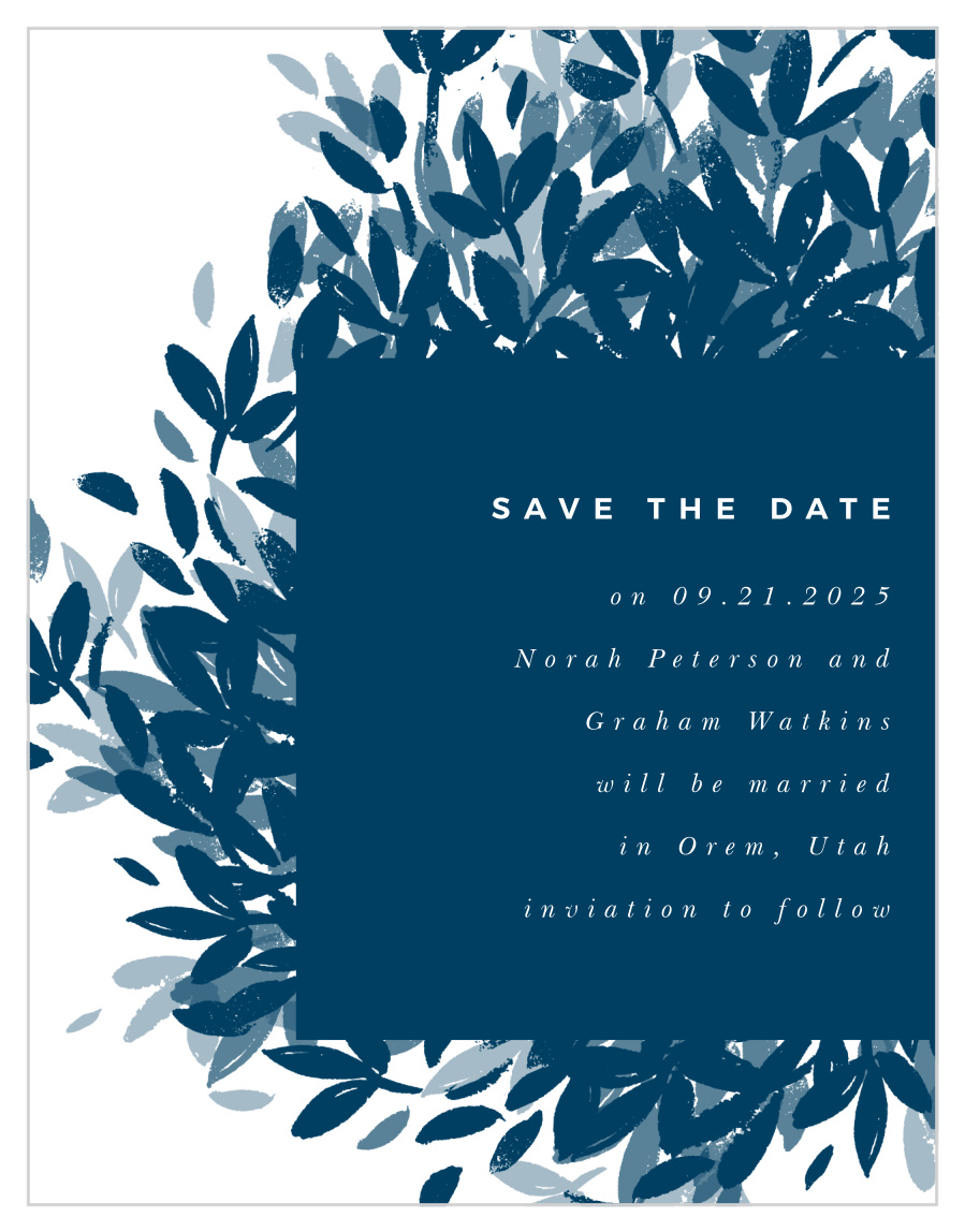 Textured Leaves Save the Date Cards