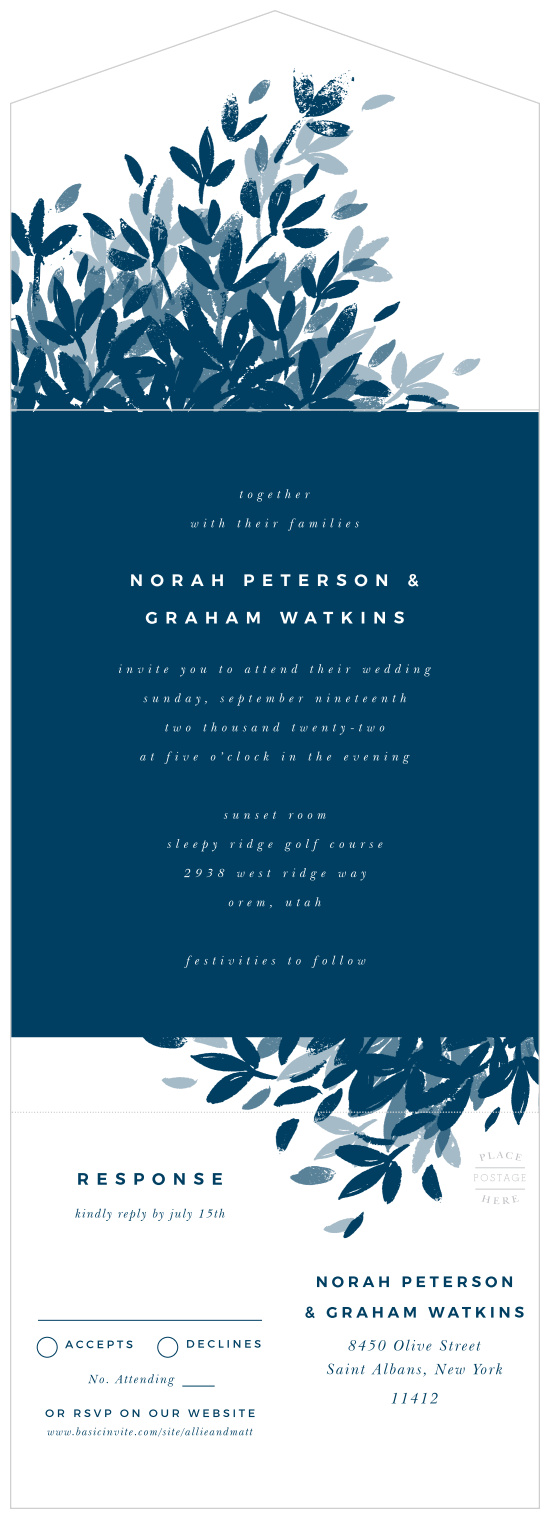 Our Textured Leaves Seal and Send Wedding Invitations are the perfect way to surround yourself with your friends and family for your big day!