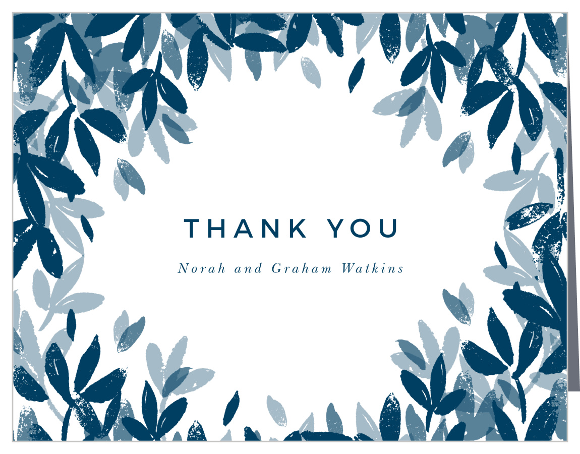 Textured Leaves Wedding Thank You Cards