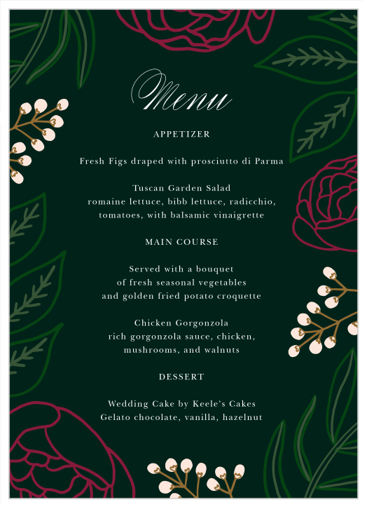 Our Sculpted Blooms Wedding Menus are the perfect way to outline your course selections for your guests!