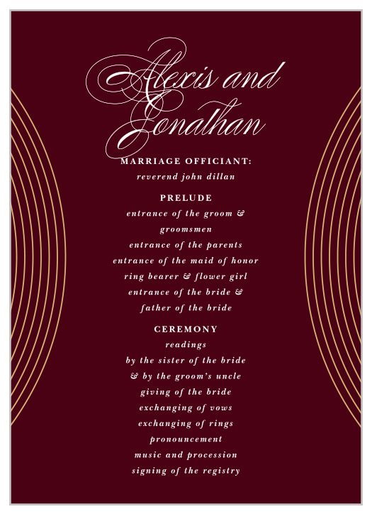 Keep everyone in the loop with our Pulsating Waves Wedding Programs.