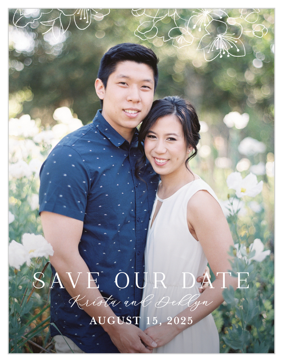 Sketched Florals Save the Date Cards