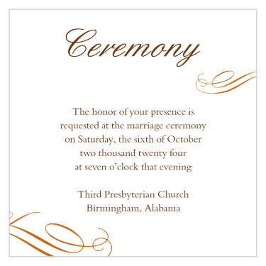 Invite your guests to your ceremony with this ceremony card.
